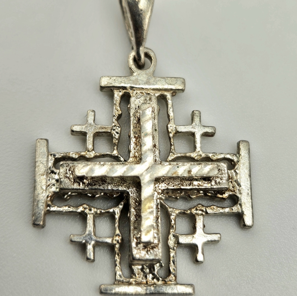 Sterling Silver Jerusalem Cross, Three layers 925 Pendant Estate Purchase